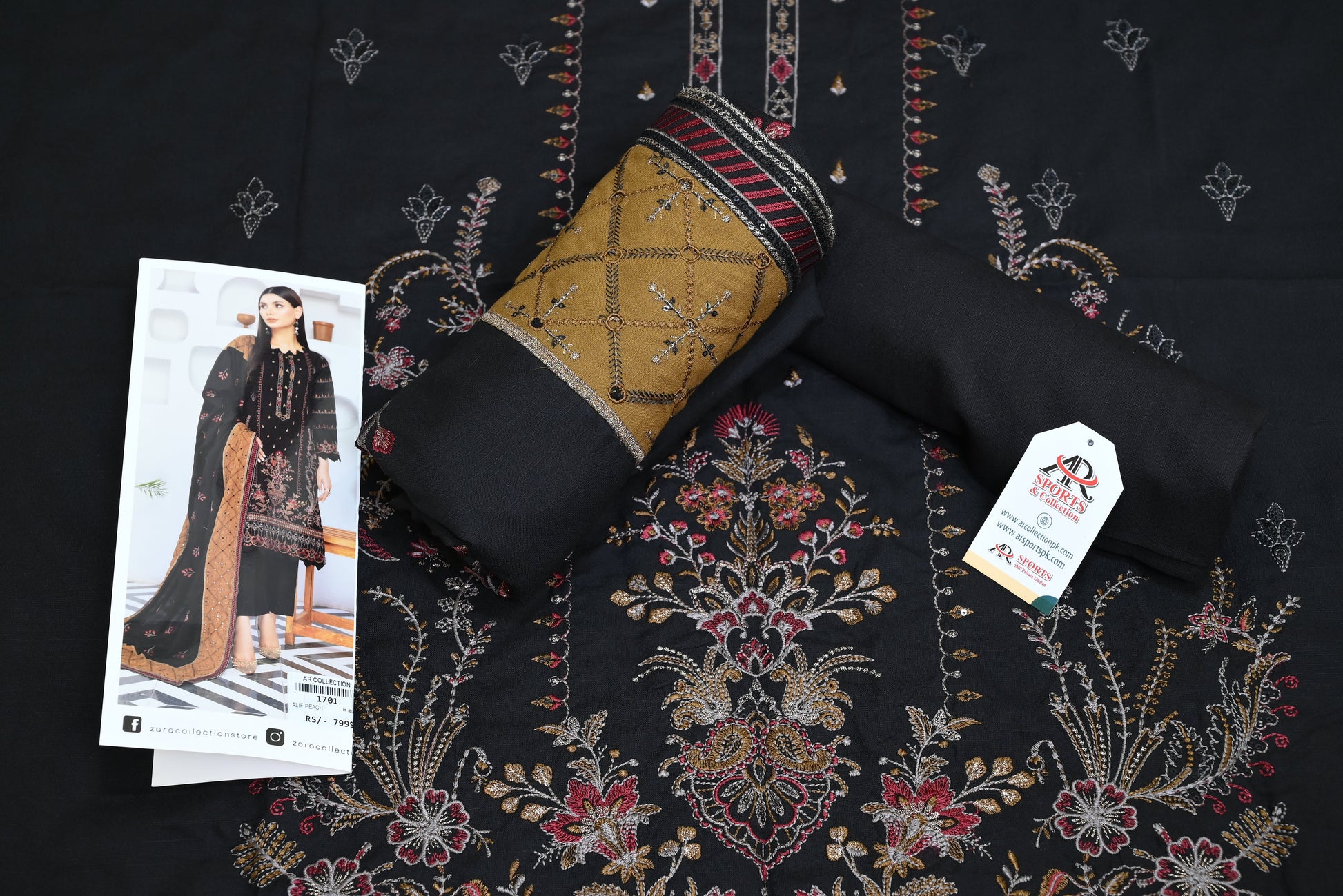 5502- 3-Piece Unstitched Air Jet Wool Suit – Embroidered Shirt, Fancy Dupatta & Plain Trouser