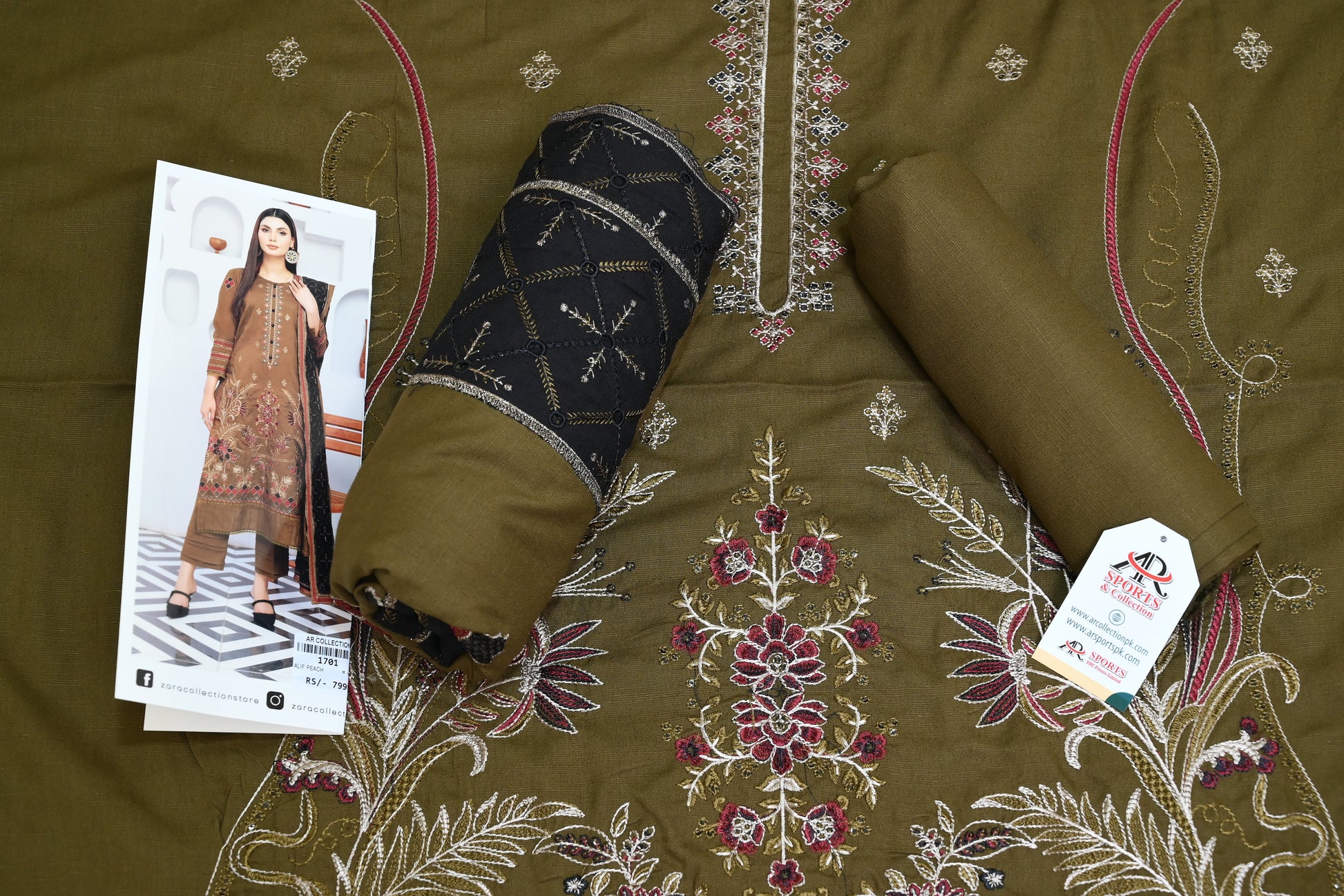 5502- 3-Piece Unstitched Air Jet Wool Suit – Embroidered Shirt, Fancy Dupatta & Plain Trouser