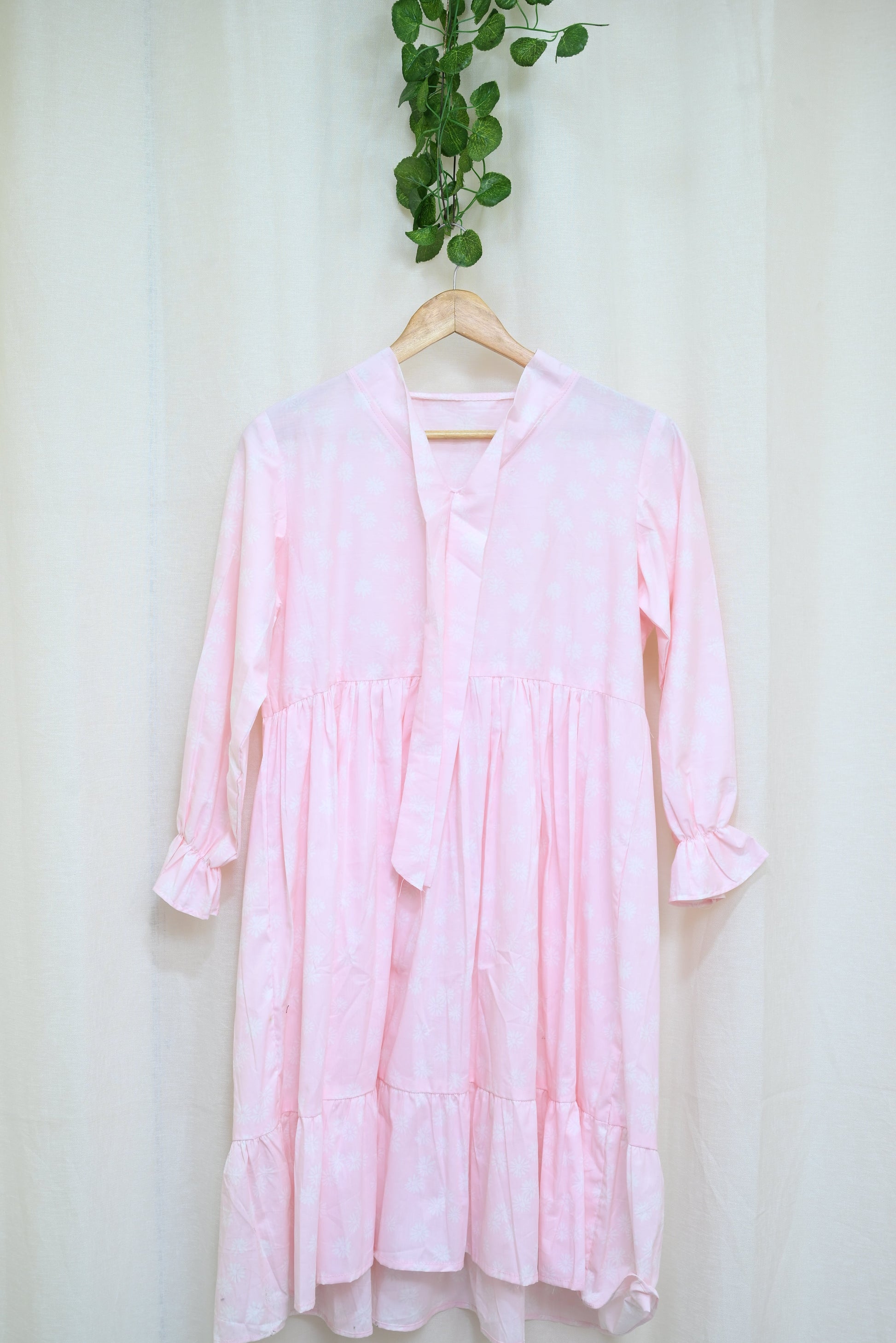 1201-Women’s Printed Cotton Top – Gather Tie Neck, Short Length | Winter Collection