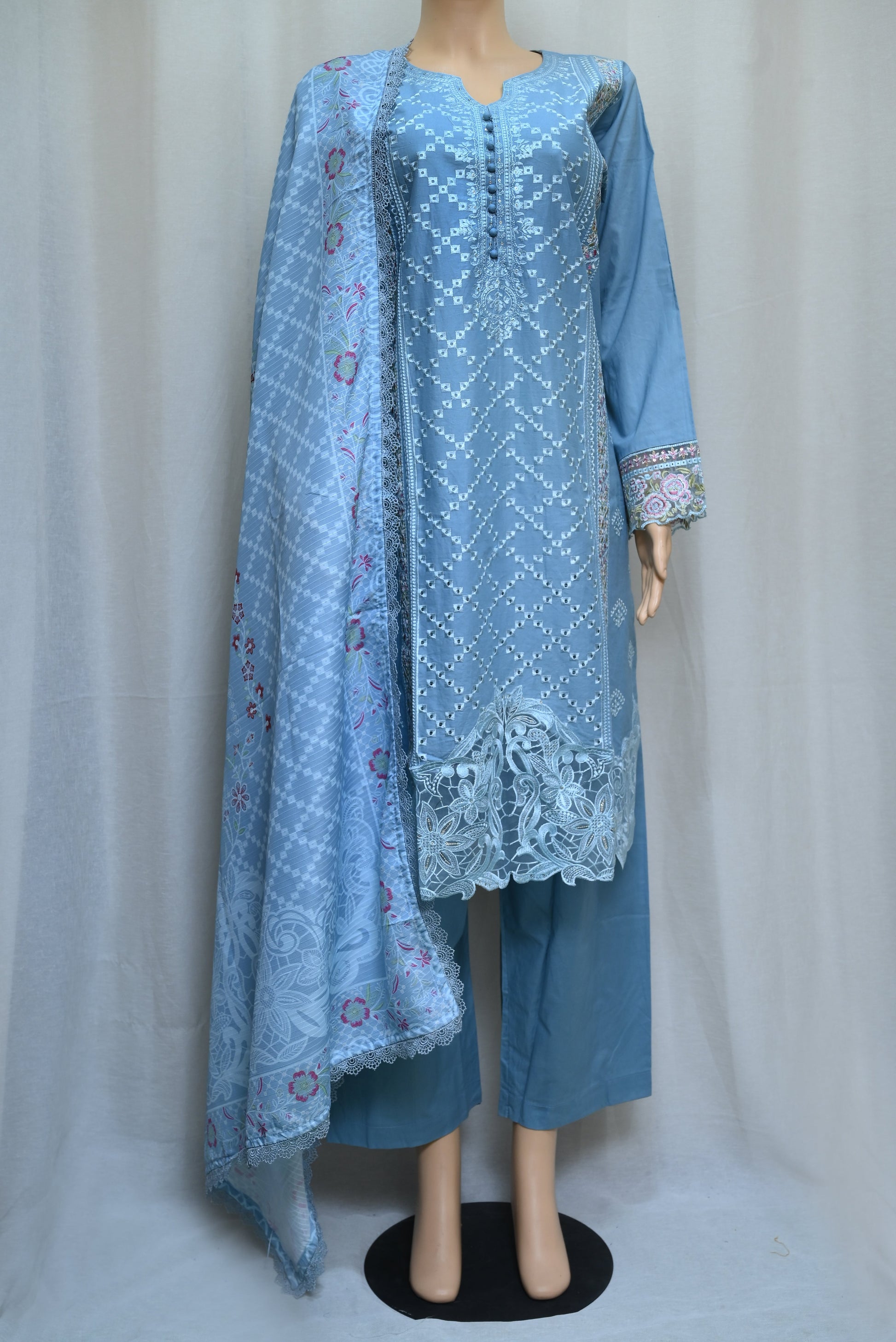 5063-Luxury Cotton 3 Piece – Elegant Summer Outfit for Women | Premium Quality Fabric