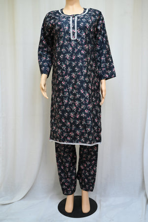 1028-Women’s Cotton Printed 2-Piece Set – Long Sleeve Shirt & Printed Trouser