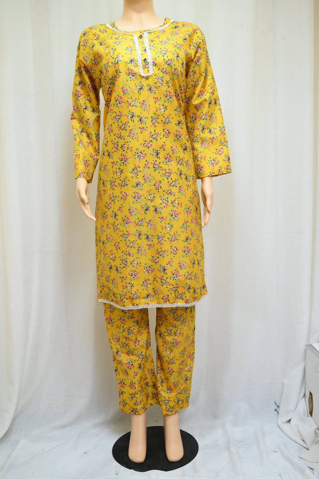 1028-Women’s Cotton Printed 2-Piece Set – Long Sleeve Shirt & Printed Trouser