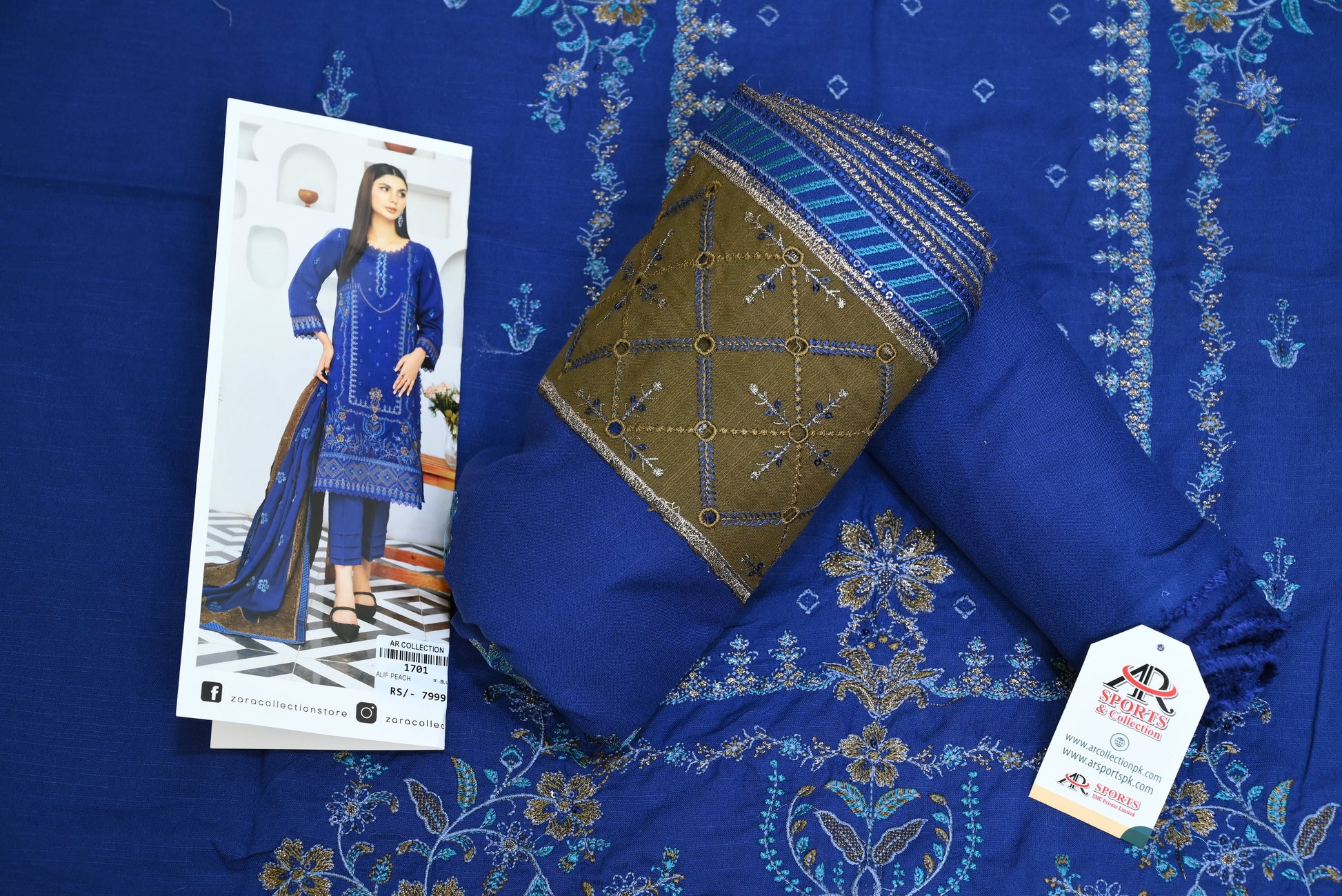 5502- 3-Piece Unstitched Air Jet Wool Suit – Embroidered Shirt, Fancy Dupatta & Plain Trouser