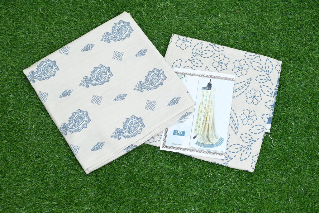 5509-Unstitched 3-Piece Premium Model Suit – Printed Shirt, Shawl & Trouser Set