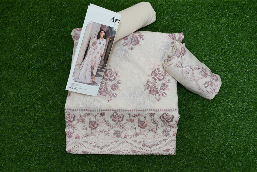 5506-3-Piece Unstitched Karandi Suit – Embroidered Shirt, Diamond Embroidered Dupatta & Trouser