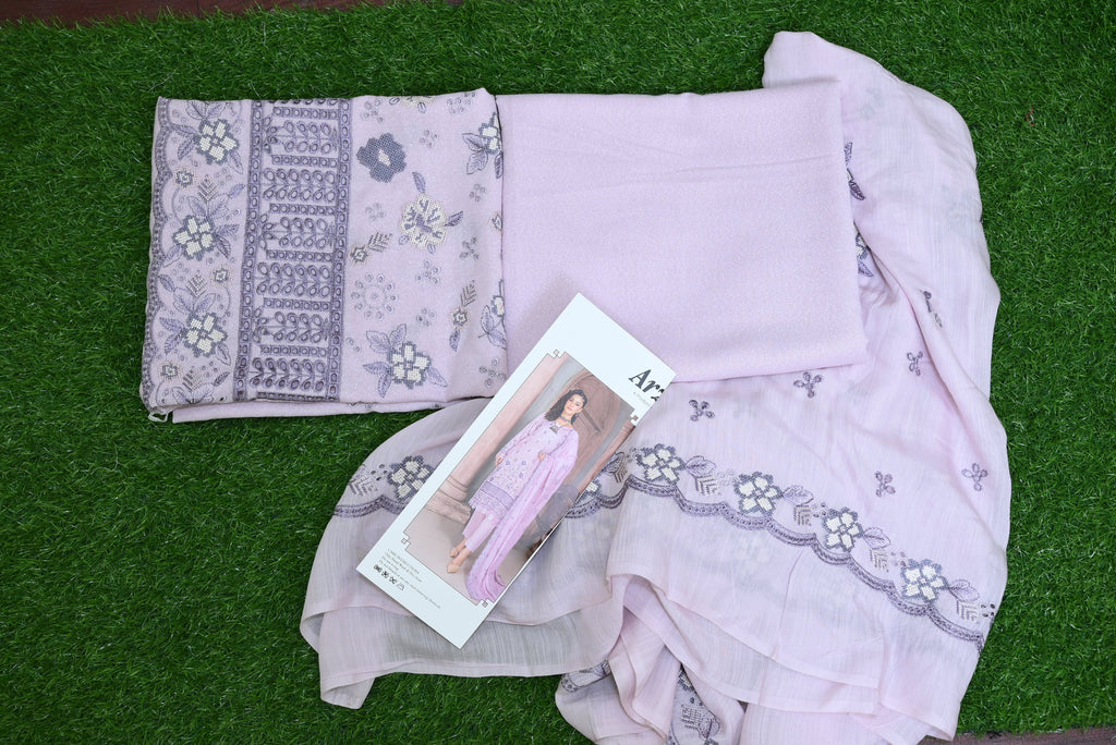 5506-3-Piece Unstitched Karandi Suit – Embroidered Shirt, Diamond Embroidered Dupatta & Trouser