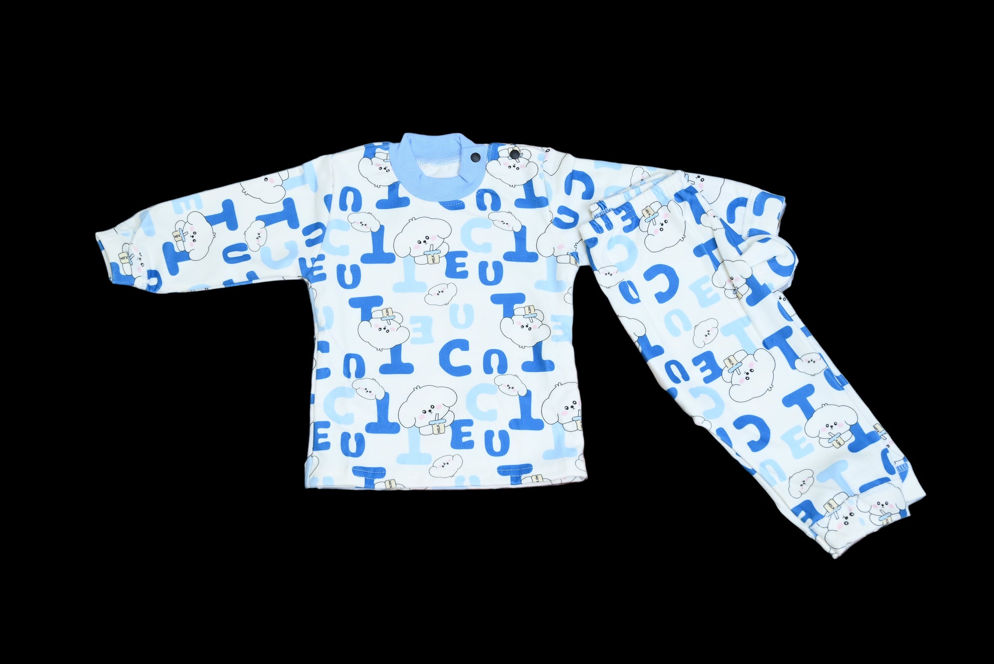 4804-Printed Round Neck Shirt & Trouser Baba Set (1/2)