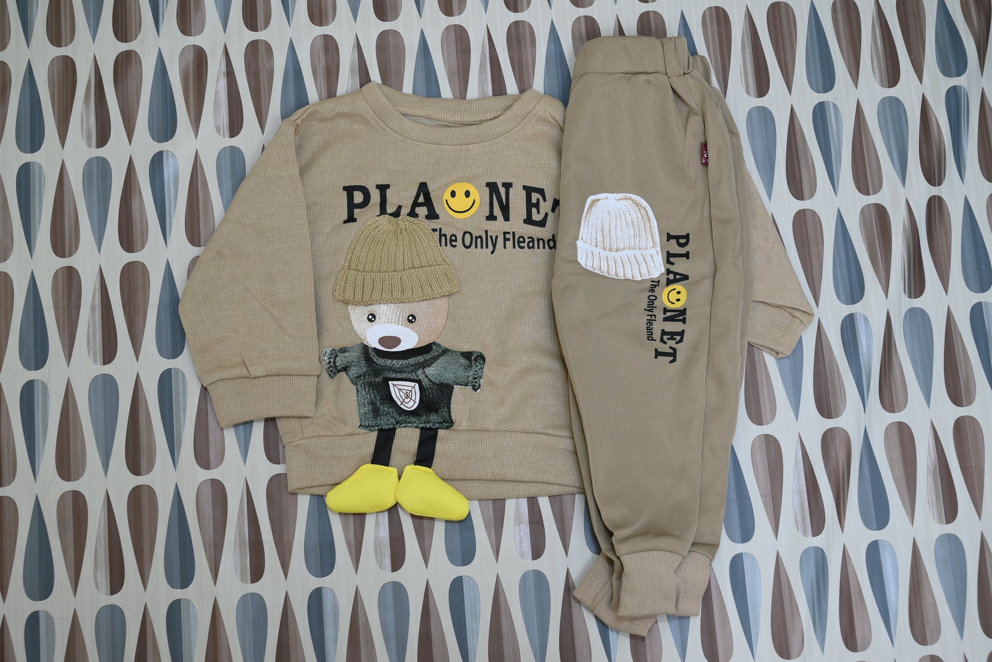 4705-Cozy & Cute Western Style Terry Shirt & Pants Set (S, M, L)