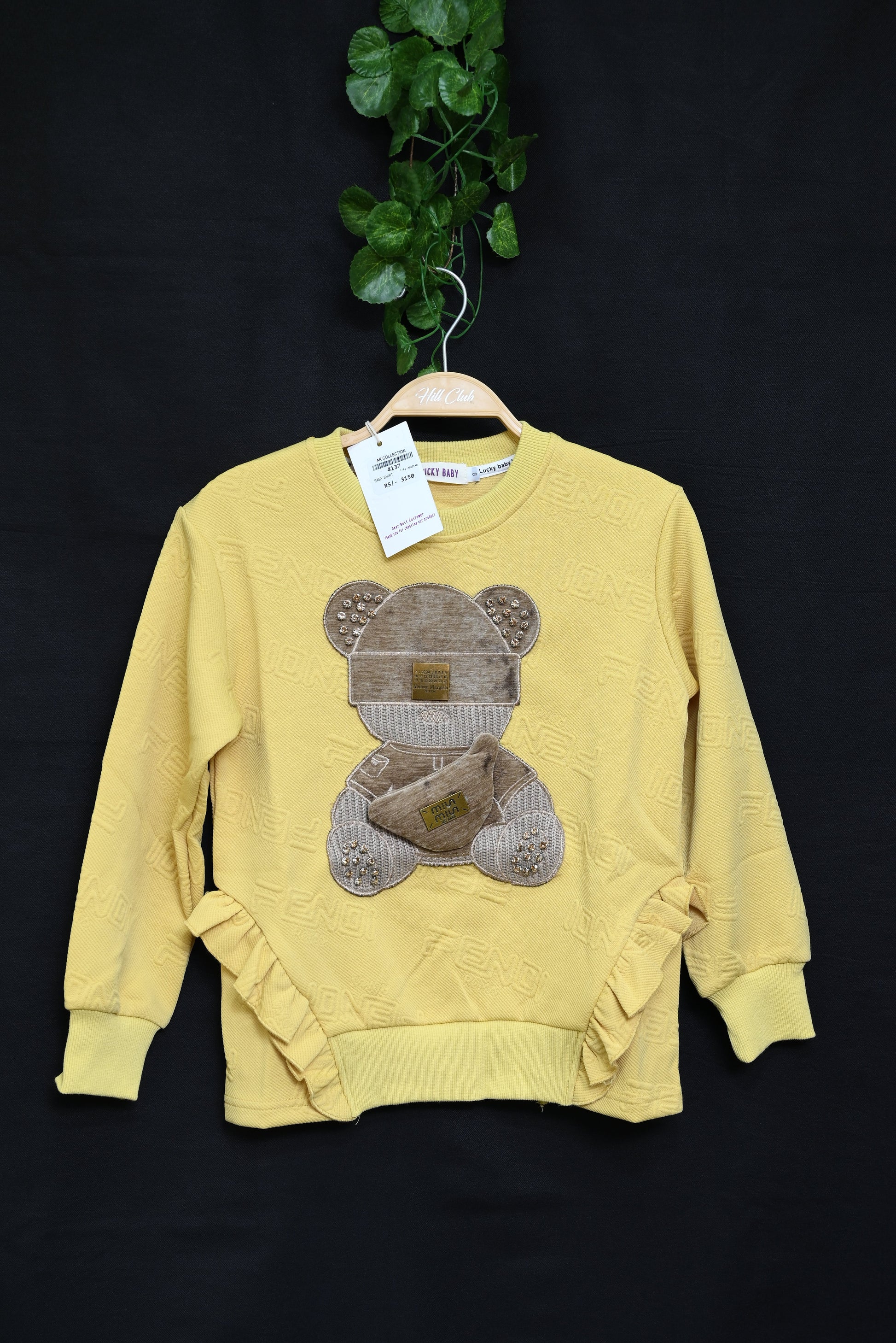 4137-Baby Winter Outfit – Imported Terry Fabric | Round Neck Shirt with Toy Attached | Western Style