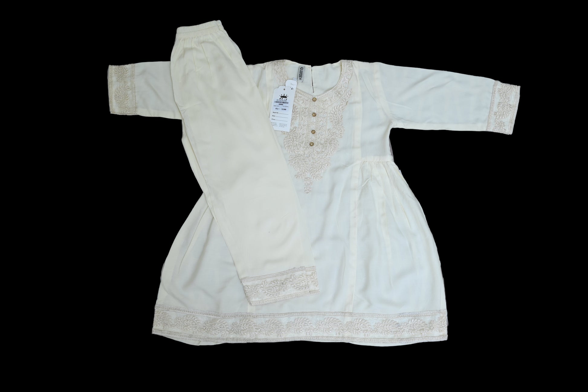 4006-Baby Linen Frock & Trouser Set