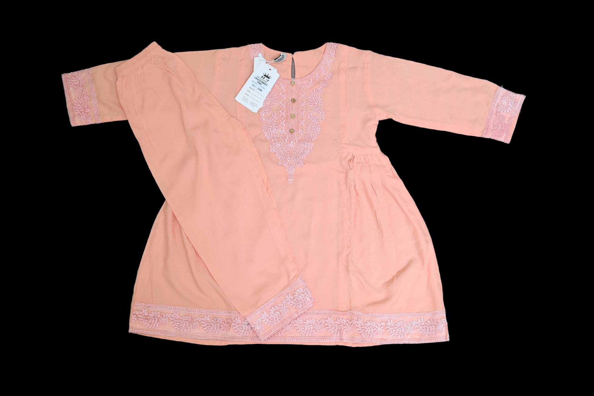 4006-Baby Linen Frock & Trouser Set