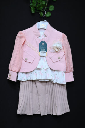 4232-Cozy 3-Piece Baby Winter Outfit – Imported Fabric | Plain Round Neck Shirt & Jacket | Western Styling