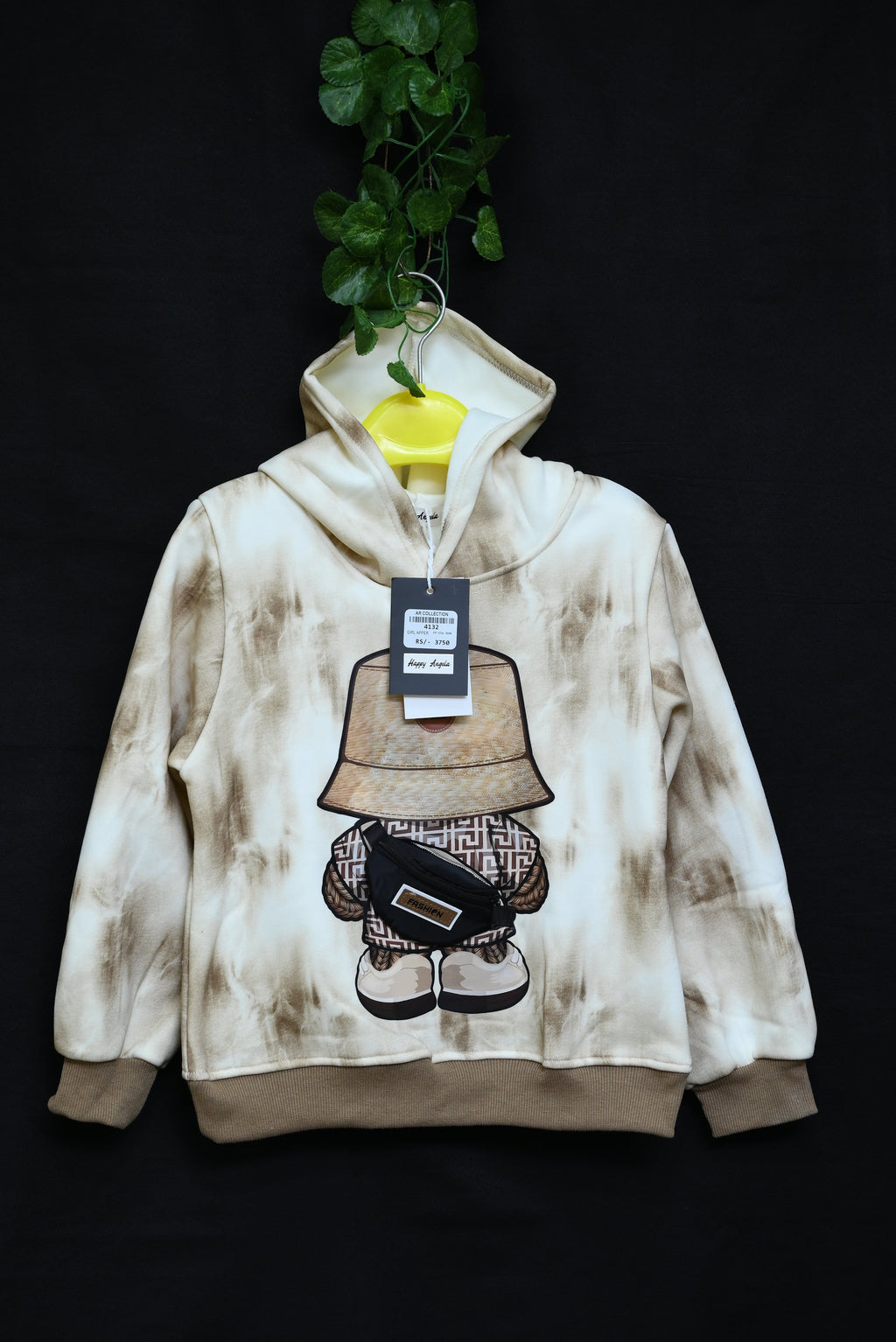 4132-Stylish Girls’ Winter Hoodie – Soft Terry with 3D Print | Western Look