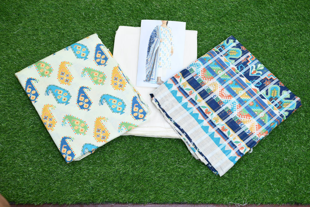 5512- 3-Piece Unstitched Winter Suit – Printed Cotton Khaddar Shirt, Dyed Trouser & Jacquard Dupatta