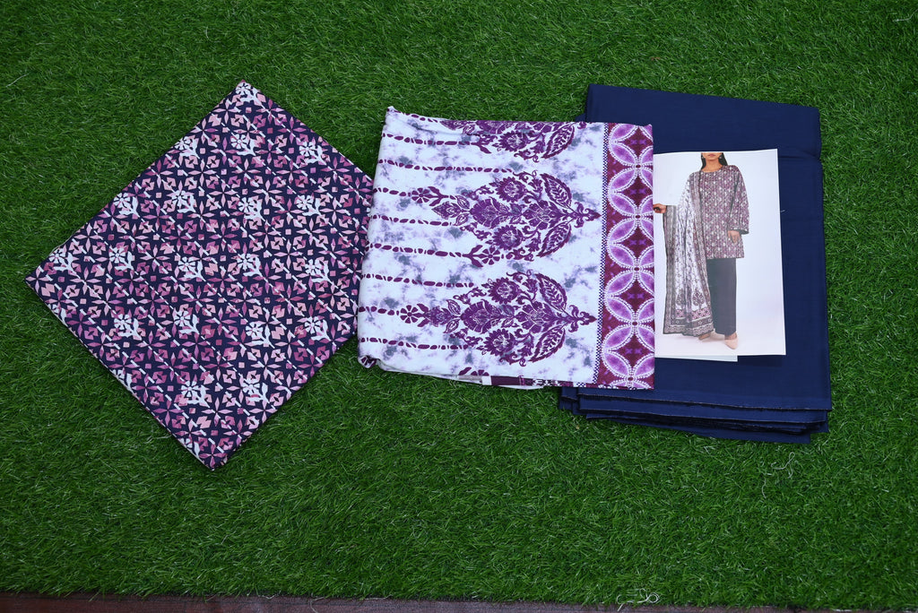 5515- 3-Piece Unstitched Linen Suit – Printed Shirt, Plain Trouser & Fancy Dupatta | Winter Collection